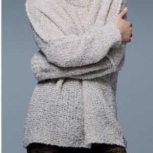 Free people oversized cream funnel neck sweater